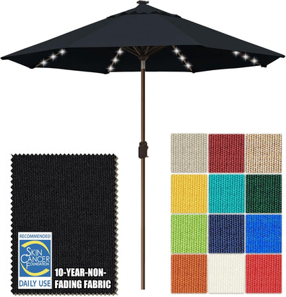 SUNGUARD UMBRELLAS Solar LED Patio Umbrella, 80-Light Acrylic Market Umbrella with Crank and Tilt - Burgundy / 10FT Single Vent