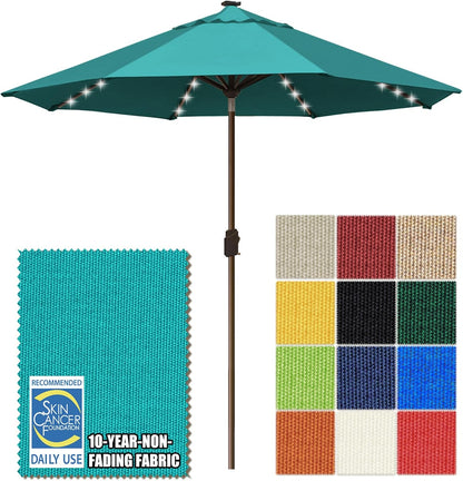 SUNGUARD UMBRELLAS Solar LED Patio Umbrella, 80-Light Acrylic Market Umbrella with Crank and Tilt - Mushroom / 10FT Triple Vents
