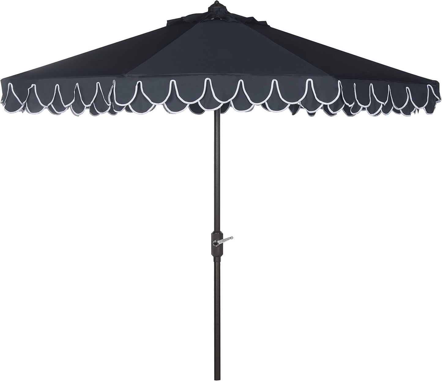 SUNGUARD UMBRELLAS 9 ft Valance Patio Umbrella, Polyester Market Umbrella with Crank and Auto Tilt - White/Navy