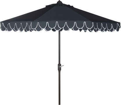 SUNGUARD UMBRELLAS 9 ft Valance Patio Umbrella, Polyester Market Umbrella with Crank and Auto Tilt - White/Navy