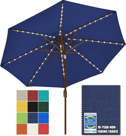 SUNGUARD UMBRELLAS Solar LED Patio Umbrella, 80-Light Acrylic Market Umbrella with Crank and Tilt