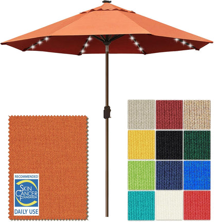 SUNGUARD UMBRELLAS Solar LED Patio Umbrella, 80-Light Acrylic Market Umbrella with Crank and Tilt - Fern / 10FT Triple Vents
