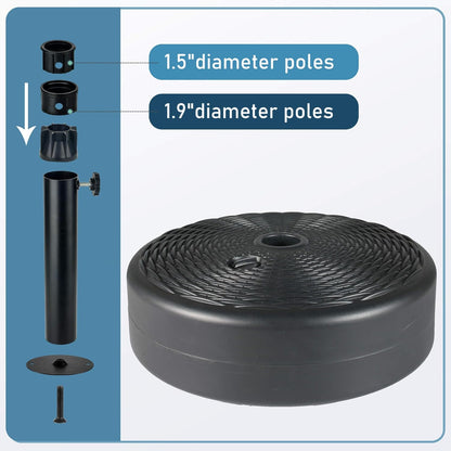 SUNGUARD UMBRELLAS Round Fillable Patio Umbrella Base, Water or Sand Stand for 6–10 ft Umbrellas - 60lb