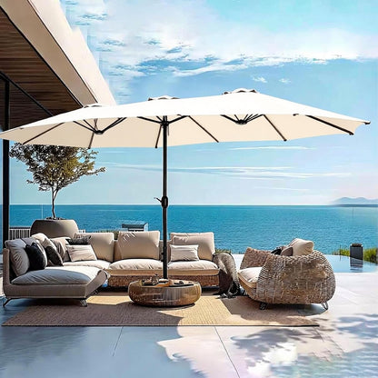 SUNGUARD UMBRELLAS 15 ft Replacement Canopy, 12-Rib Polyester Top Cover for Double-Sided Patio Umbrellas