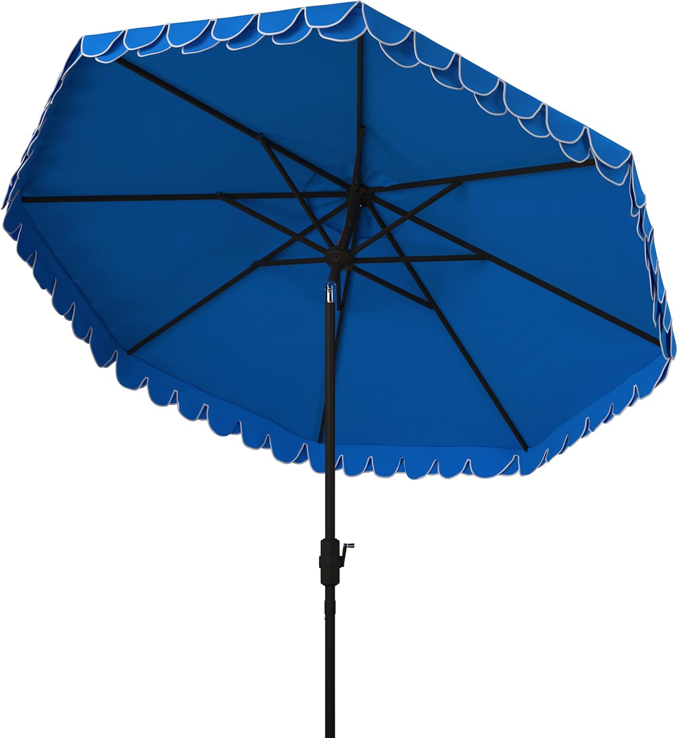 SUNGUARD UMBRELLAS 9 ft Valance Patio Umbrella, Polyester Market Umbrella with Crank and Auto Tilt - White/Black