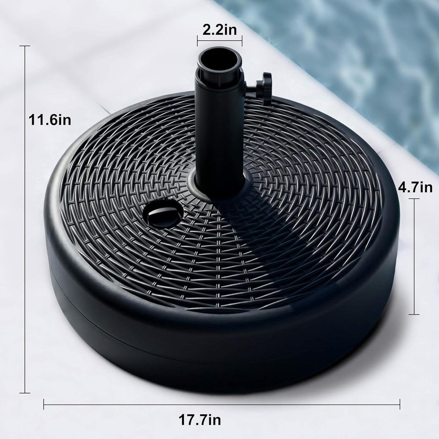 SUNGUARD UMBRELLAS Round Fillable Patio Umbrella Base, Water or Sand Stand for 6–10 ft Umbrellas - 70lb