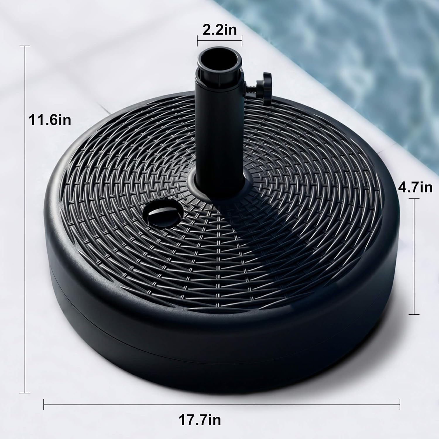 SUNGUARD UMBRELLAS Round Fillable Patio Umbrella Base, Water or Sand Stand for 6–10 ft Umbrellas - 70lb