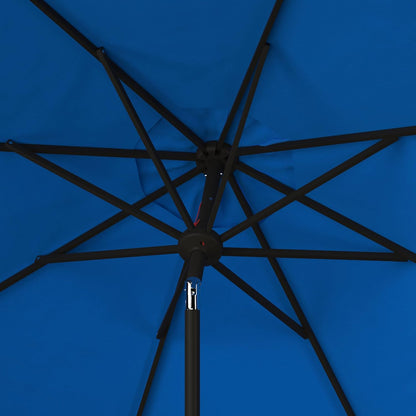 SUNGUARD UMBRELLAS 9 ft Valance Patio Umbrella, Polyester Market Umbrella with Crank and Auto Tilt - Navy/White