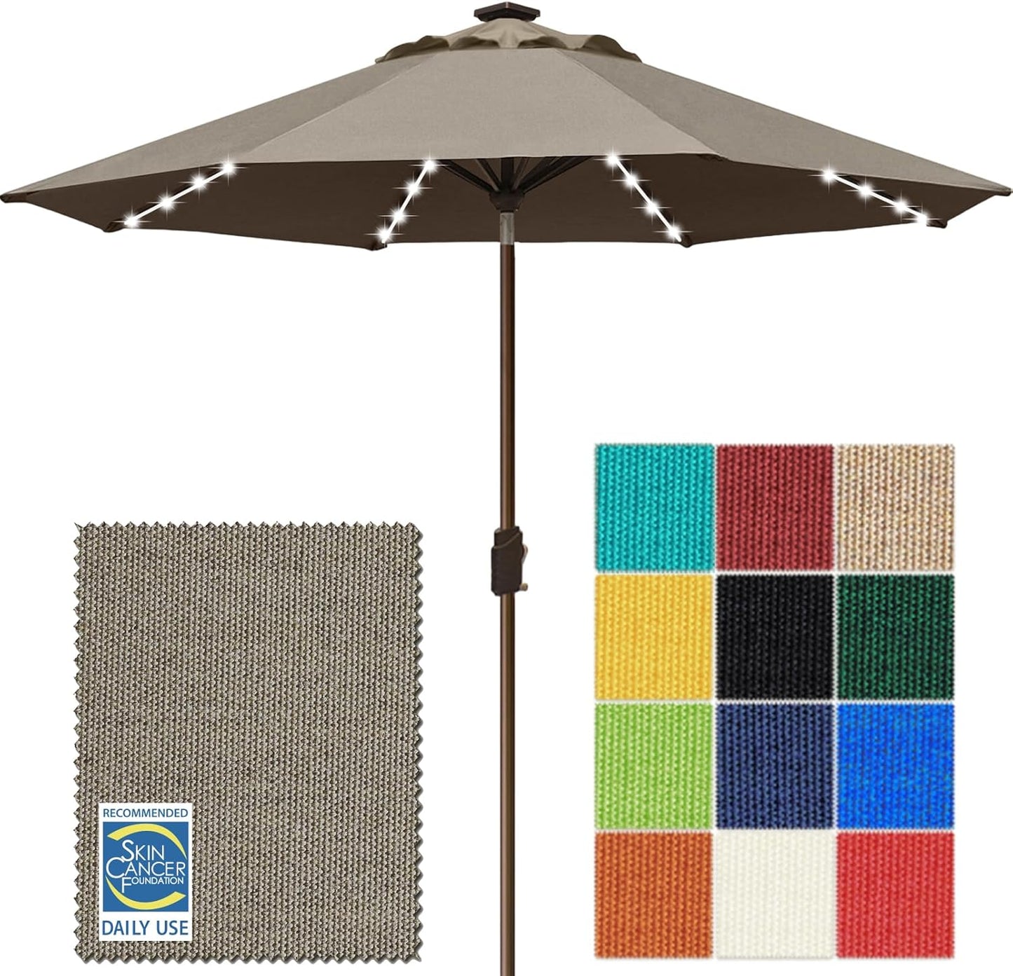 SUNGUARD UMBRELLAS Solar LED Patio Umbrella, 80-Light Acrylic Market Umbrella with Crank and Tilt - Navy Blue / 10FT Triple Vents