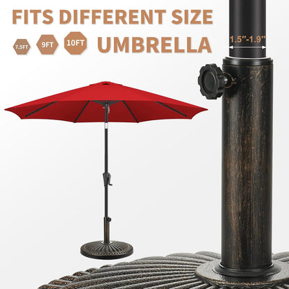 SUNGUARD UMBRELLAS Round Bronze Patio Umbrella Base, Resin Concrete Stand for Up to 1.9 in Poles - 20lb