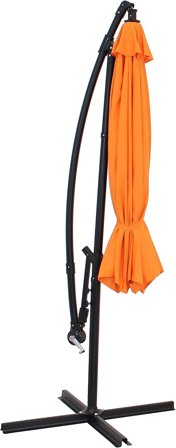 SUNGUARD UMBRELLAS 9.5 ft Cantilever Patio Umbrella, Vented Polyester Canopy with Crank and Cross Base