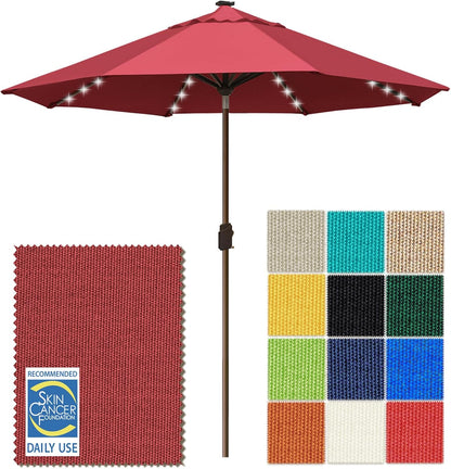 SUNGUARD UMBRELLAS Solar LED Patio Umbrella, 80-Light Acrylic Market Umbrella with Crank and Tilt - Black / 10FT Triple Vents