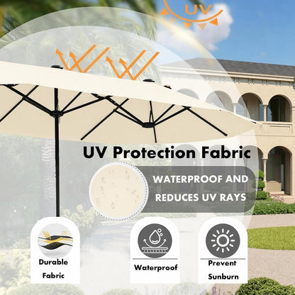 SUNGUARD UMBRELLAS 15 ft Replacement Canopy, 12-Rib Polyester Top Cover for Double-Sided Patio Umbrellas - Blue
