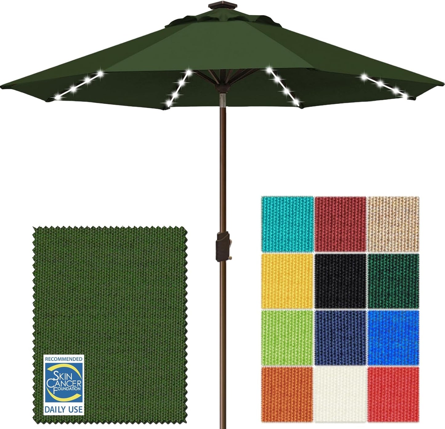 SUNGUARD UMBRELLAS Solar LED Patio Umbrella, 80-Light Acrylic Market Umbrella with Crank and Tilt