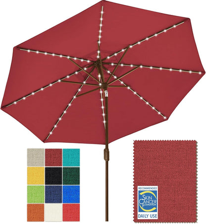 SUNGUARD UMBRELLAS Solar LED Patio Umbrella, 80-Light Acrylic Market Umbrella with Crank and Tilt - Royal Blue / 10FT Single Vent