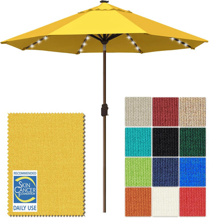 SUNGUARD UMBRELLAS Solar LED Patio Umbrella, 80-Light Acrylic Market Umbrella with Crank and Tilt - Fern / 10FT Single Vent