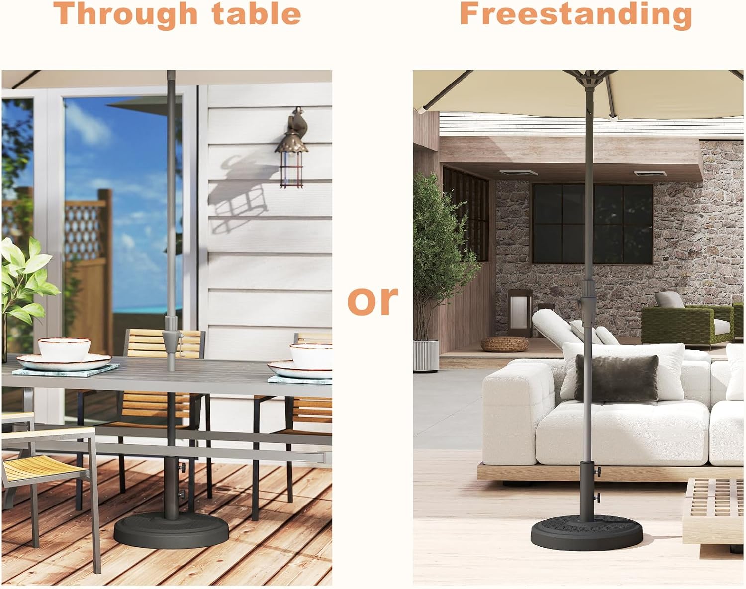 SUNGUARD UMBRELLAS Heavy Duty Round Patio Umbrella Base, Cement-Filled Stand for 1.3–1.9 in Poles