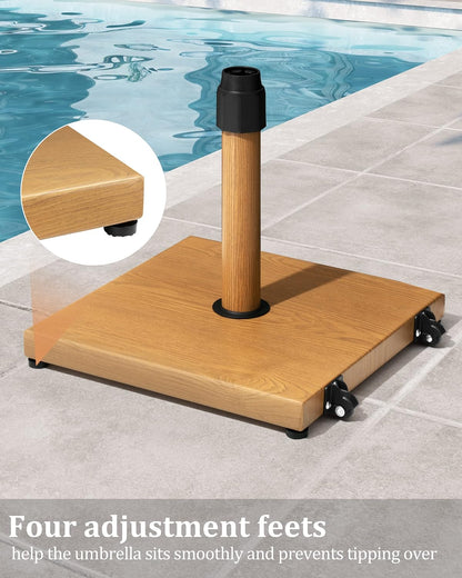 SUNGUARD UMBRELLAS 45 lb Patio Umbrella Base with Wheels, Pre-Filled Concrete Stand for 6–12 ft Umbrellas