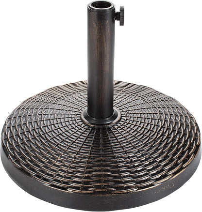 SUNGUARD UMBRELLAS Round Bronze Patio Umbrella Base, Resin Concrete Stand for Up to 1.9 in Poles