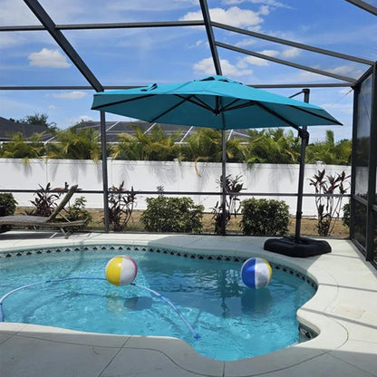SUNGUARD UMBRELLAS Square Cantilever Patio Umbrella, 360-Degree Rotating Offset Umbrella with Aluminum Frame - Navy Blue / 11.5' X 11.5' / Telescopic