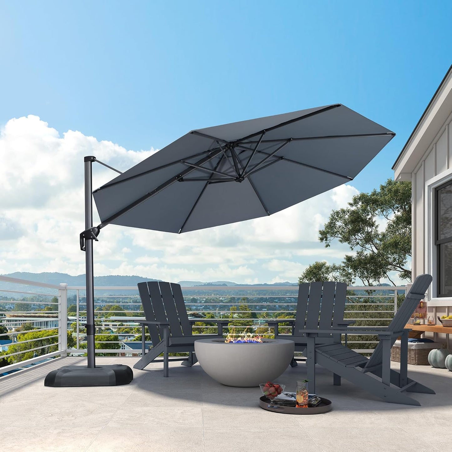 SUNGUARD UMBRELLAS Square Cantilever Patio Umbrella, 360-Degree Rotating Offset Umbrella with Aluminum Frame