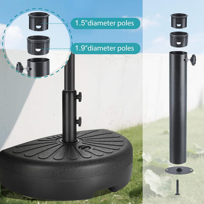 SUNGUARD UMBRELLAS 73 lb Half Round Fillable Patio Umbrella Base, Water and Sand Outdoor Stand
