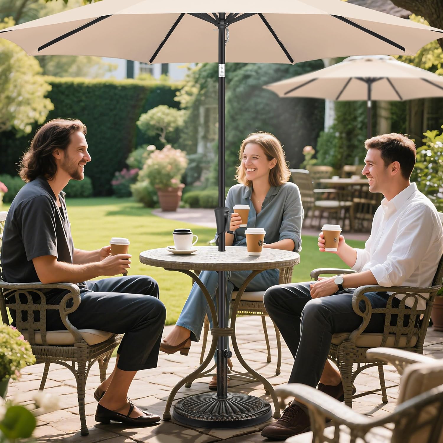 SUNGUARD UMBRELLAS Round Bronze Patio Umbrella Base, Resin Concrete Stand for Up to 1.9 in Poles