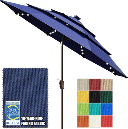 SUNGUARD UMBRELLAS Solar LED Patio Umbrella, 80-Light Acrylic Market Umbrella with Crank and Tilt - Burgundy / 9FT Single Vent