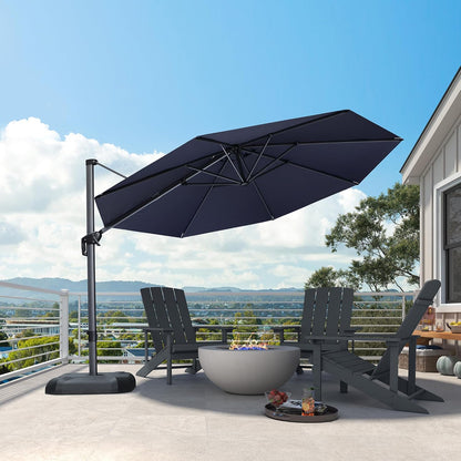 SUNGUARD UMBRELLAS Square Cantilever Patio Umbrella, 360-Degree Rotating Offset Umbrella with Aluminum Frame - Grey / 10 Feet / Standard
