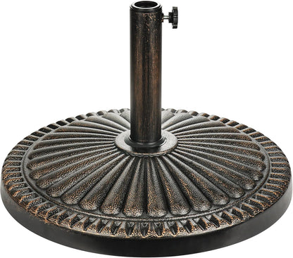 SUNGUARD UMBRELLAS Round Bronze Patio Umbrella Base, Resin Concrete Stand for Up to 1.9 in Poles