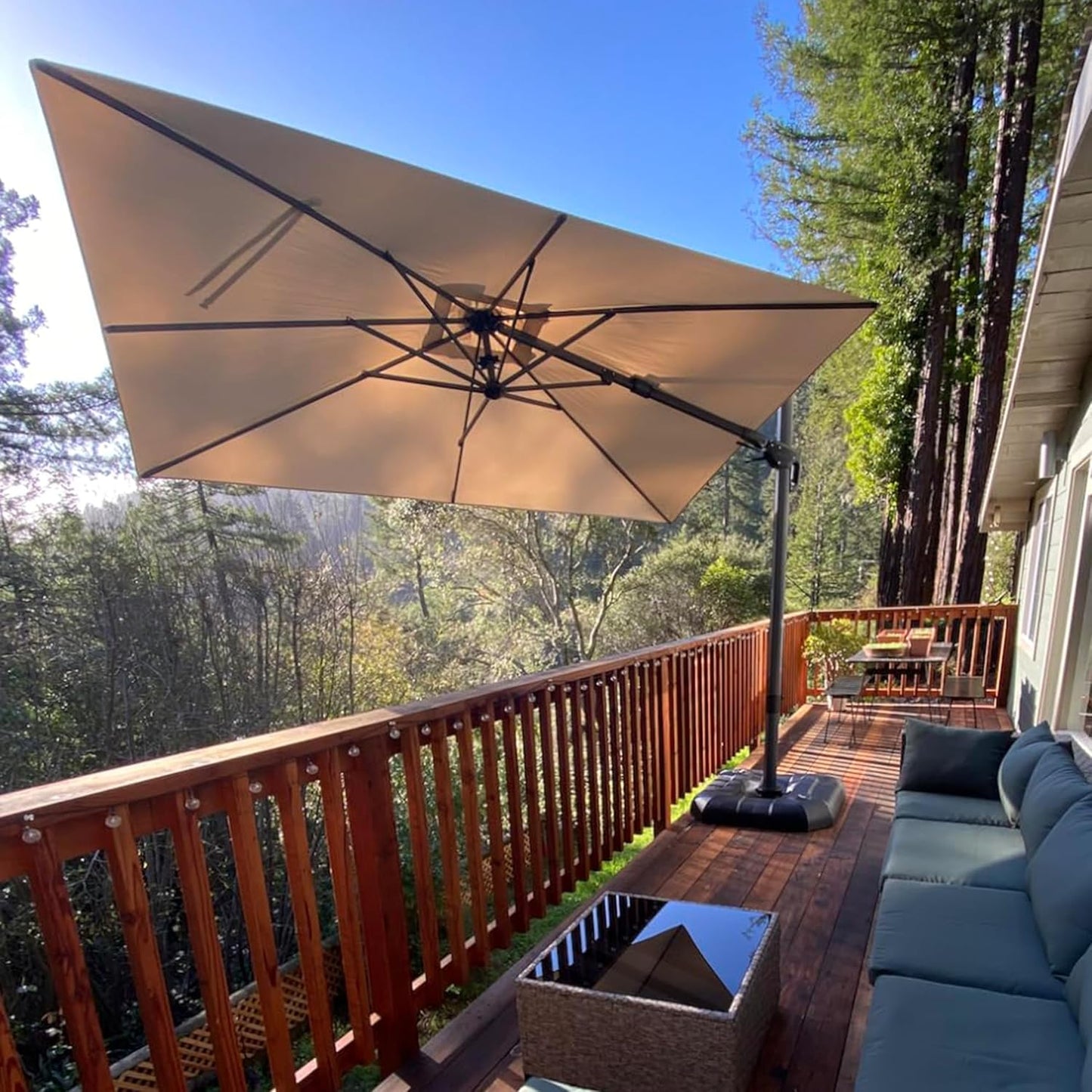 SUNGUARD UMBRELLAS Square Cantilever Patio Umbrella, 360-Degree Rotating Offset Umbrella with Aluminum Frame