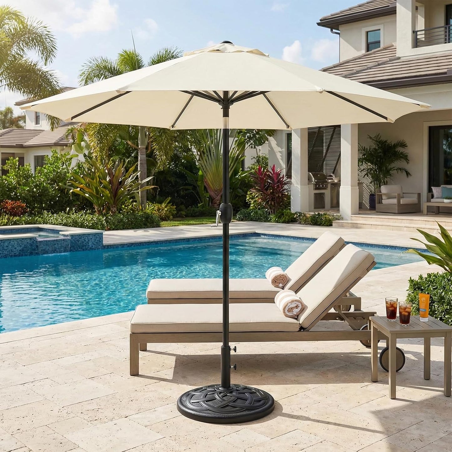 SUNGUARD UMBRELLAS Round Heavy Duty Patio Umbrella Base, Resin Concrete Stand for 1.5–2 in Poles