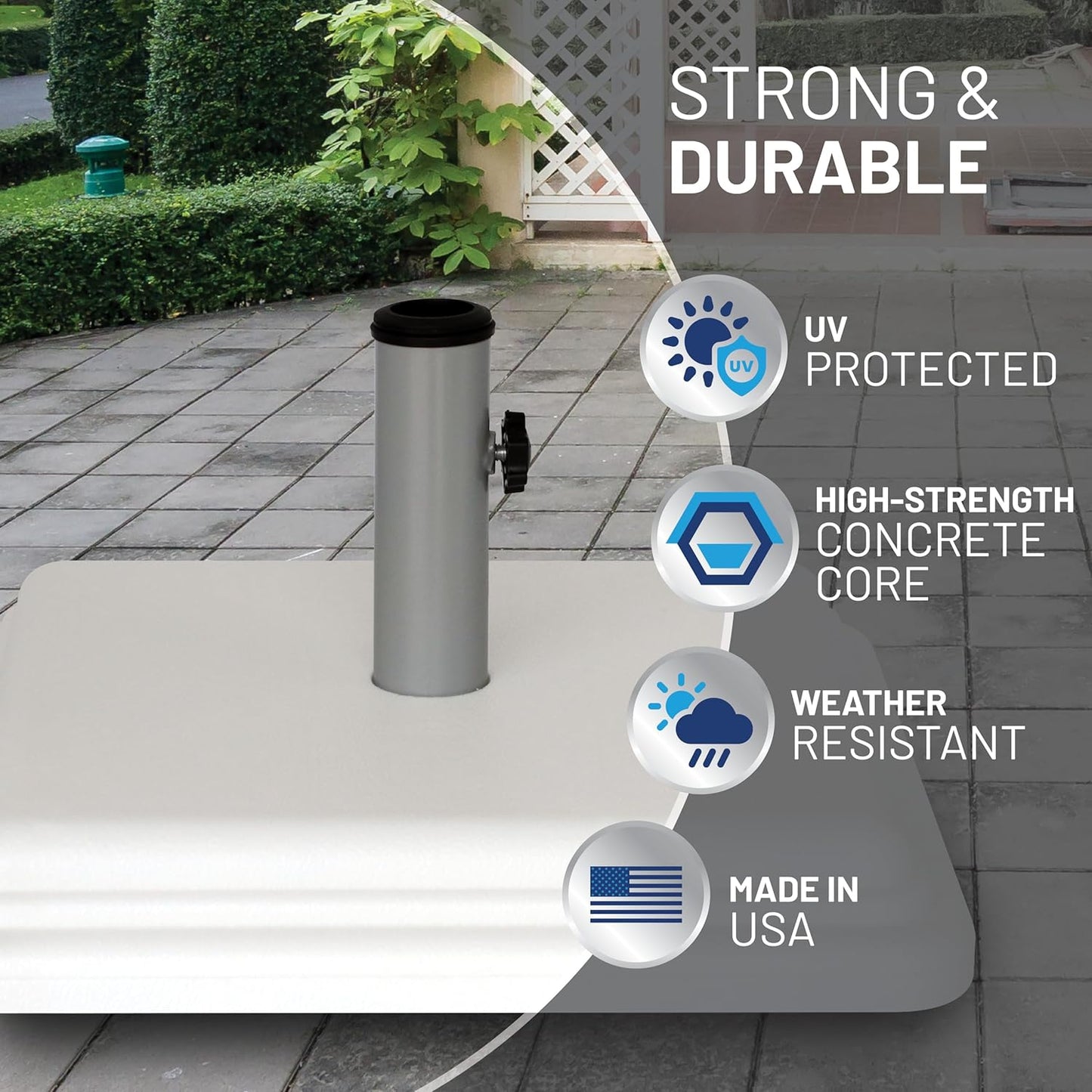 SUNGUARD UMBRELLAS 40 lb Patio Table Umbrella Base, Weighted Polymer Stand for Outdoor Dining Areas - Black