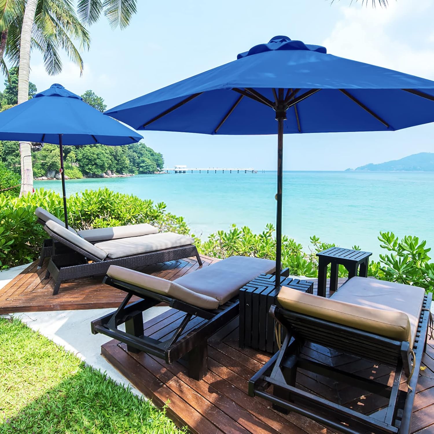 SUNGUARD UMBRELLAS 10 ft Replacement Canopy, Polyester Cover for 6-Rib or 8-Rib Patio Umbrellas - Agate Green / (6 Ribs)