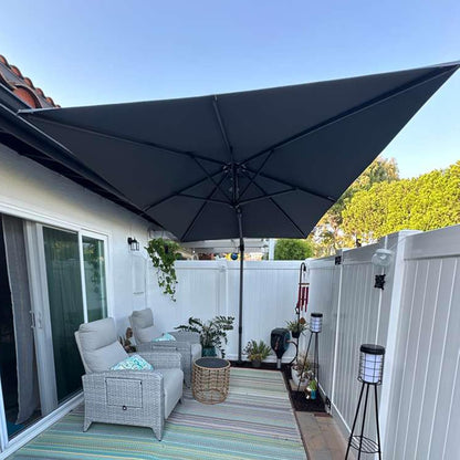 SUNGUARD UMBRELLAS Square Cantilever Patio Umbrella, 360-Degree Rotating Offset Umbrella with Aluminum Frame - Turquoise Blue / 10' X 10' / Left-right Tilt