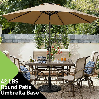 SUNGUARD UMBRELLAS Round Heavy Duty Patio Umbrella Base, Resin Concrete Stand for 1.5–2 in Poles - Bronze / 42 lb