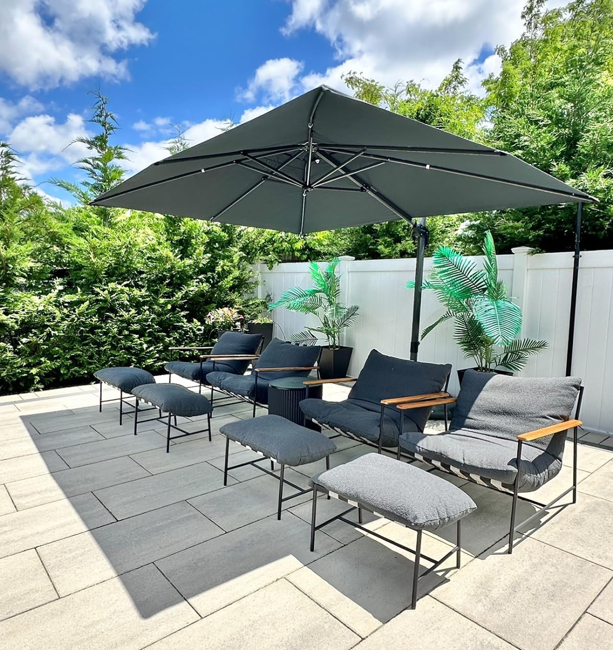 SUNGUARD UMBRELLAS Square Cantilever Patio Umbrella, 360-Degree Rotating Offset Umbrella with Aluminum Frame