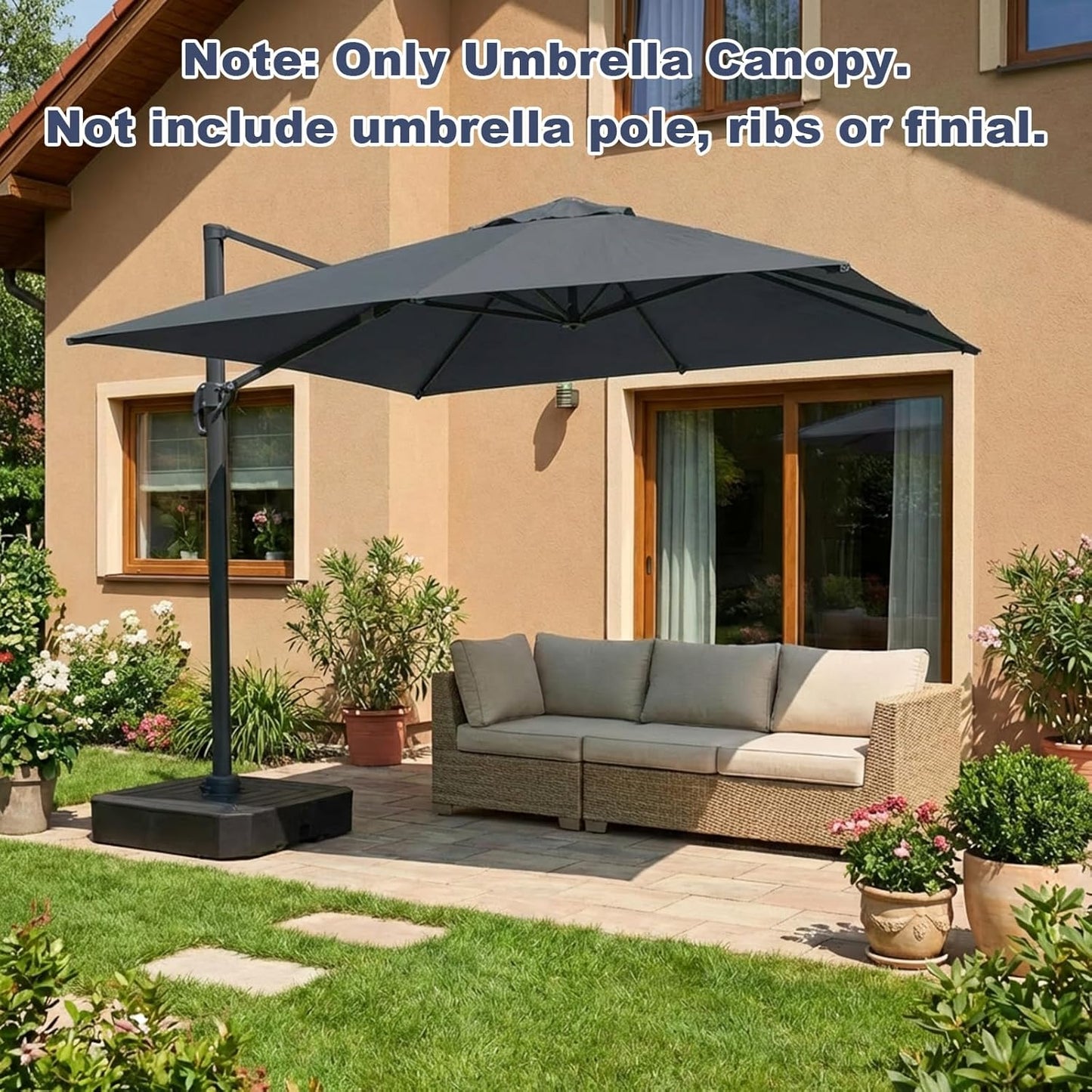 SUNGUARD UMBRELLAS 10 x 10 ft Square Cantilever Replacement Canopy, 8-Rib 230 GSM Polyester Cover - American Red