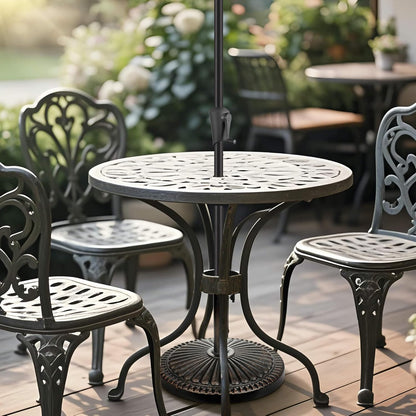 SUNGUARD UMBRELLAS Round Bronze Patio Umbrella Base, Resin Concrete Stand for Up to 1.9 in Poles