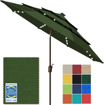 SUNGUARD UMBRELLAS Solar LED Patio Umbrella, 80-Light Acrylic Market Umbrella with Crank and Tilt
