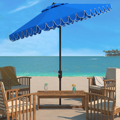 SUNGUARD UMBRELLAS 9 ft Valance Patio Umbrella, Polyester Market Umbrella with Crank and Auto Tilt - Red/White