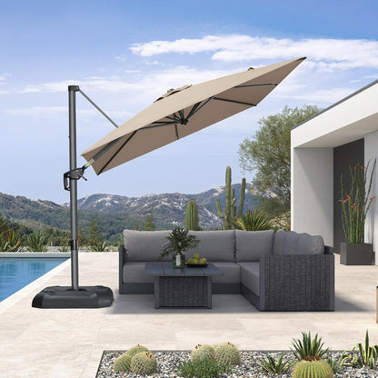 SUNGUARD UMBRELLAS Square Cantilever Patio Umbrella, 360-Degree Rotating Offset Umbrella with Aluminum Frame