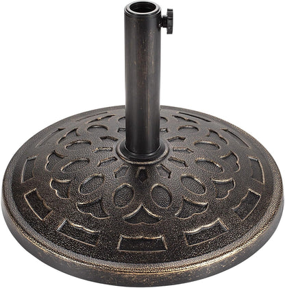 SUNGUARD UMBRELLAS Round Bronze Patio Umbrella Base, Resin Concrete Stand for Up to 1.9 in Poles