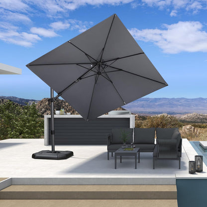 SUNGUARD UMBRELLAS Square Cantilever Patio Umbrella, 360-Degree Rotating Offset Umbrella with Aluminum Frame - Turquoise Blue / 9' X 9' / Left-right Tilt