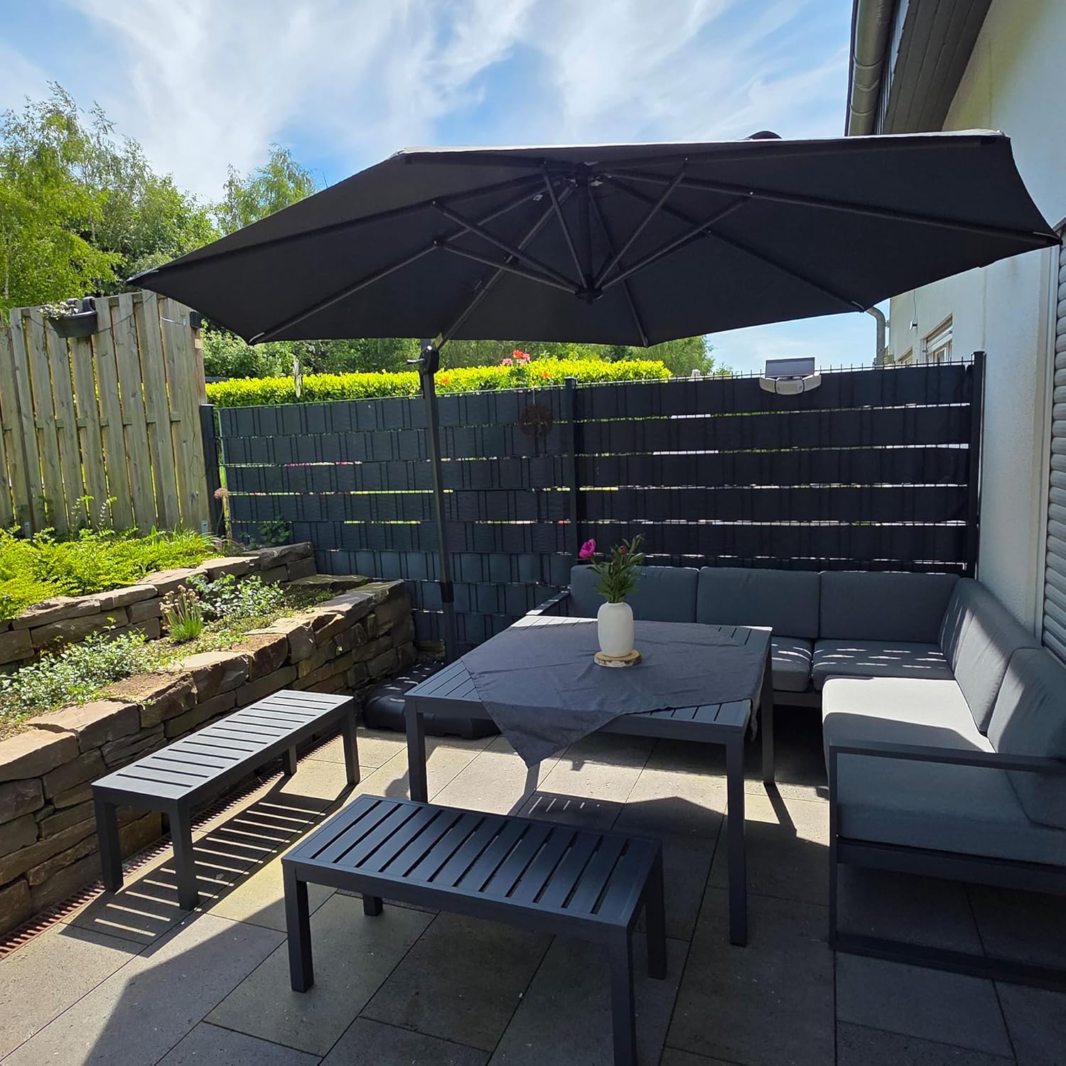 SUNGUARD UMBRELLAS Square Cantilever Patio Umbrella, 360-Degree Rotating Offset Umbrella with Aluminum Frame