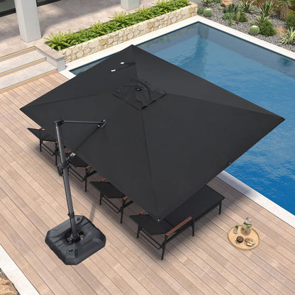 SUNGUARD UMBRELLAS Square Cantilever Patio Umbrella, 360-Degree Rotating Offset Umbrella with Aluminum Frame - Taupe / 8' X 8' / Standard