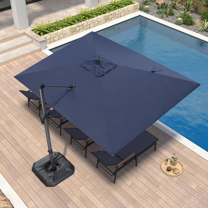 SUNGUARD UMBRELLAS Square Cantilever Patio Umbrella, 360-Degree Rotating Offset Umbrella with Aluminum Frame - Turquoise Blue / 8' X 8' / Standard