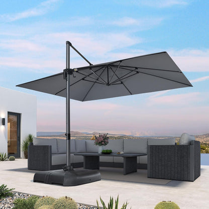 SUNGUARD UMBRELLAS Square Cantilever Patio Umbrella, 360-Degree Rotating Offset Umbrella with Aluminum Frame