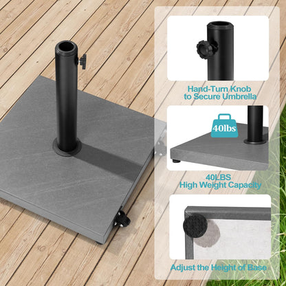 SUNGUARD UMBRELLAS 43 lb Square Patio Umbrella Base with Wheels, Pre-Filled Concrete Outdoor Stand