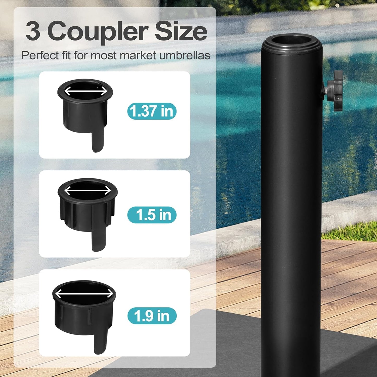 SUNGUARD UMBRELLAS 43 lb Square Patio Umbrella Base with Wheels, Pre-Filled Concrete Outdoor Stand - Brown（with wheels） / 43 lbs